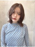 ショコラベージュブラウンカラーレイヤーボブハッシュレイヤー