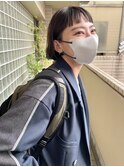 切りっぱなしボブミニボブパーマくびれボブオン眉ベビーバング