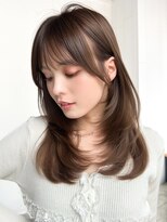 アルバム 銀座(ALBUM GINZA)&nbsp;オリーブベージュ前髪カットロング顔周りレイヤー_F21392