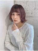 イメチェンフェミニン小顔カットアッシュブラウンボブ