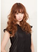小顔大人可愛モテ髪薄めバングショコラアッシュふんわりカール