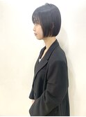ミニボブ*切りっぱなしボブ*前髪ありボブ*黒髪*30代40代50代