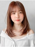 シースルーバング薄めバング艶感ナチュラルカール大人可愛い