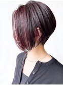 【morio原宿】赤髪レッド前下がりショート