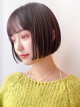 セイドット オモテサンドウ(Say. omotesando) Say.ショートボブミニボブ丸みショートオリーブグレー暗めカラー