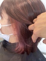 フィーリー ヘア デザイン 太田店(feAry)&nbsp;ピンクインナー×ピンクアッシュ【イヤリングカラー】