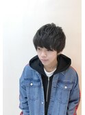 メンズヘアフェザーパーマサーフカール刈り上げセンターパート