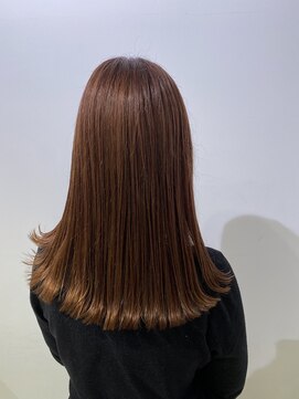 アドラーブル 万代店 (adorable) 【ブリーチ無し】柔らかピンクブラウン　艶ロング　10代20代