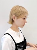 大人ショートボブ前髪ありラウンド前髪外ハネ丸顔面長 K0418