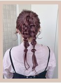 【misa】結婚式アレンジ/ダブルポニー/ツイン編みおろし