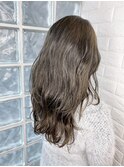 レイヤーロング/グレーベージュ/黒髪/前髪パーマ[中目黒]