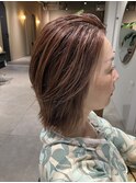 外ハネの大人ボブ/レイヤーカット/ピンクカラー/30代40代50代