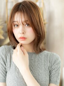 カバーヘア ブリス 戸田公園西口店(COVER HAIR bliss)&nbsp;大人アプリコットオレンジ外ハネロブa戸田公園20代30代40代