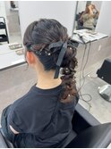 編みおろしヘア/アップヘア/ローポニー/結婚式ヘアセット