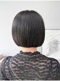 20代30代秋冬暗髪カラーレイヤーボブパーマ小顔ショート