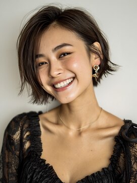 ヒマル 学芸大学(Himaru) 大人女性/ヘアセット黒髪/ボブルフ/ネビージュ/小顔/ショート