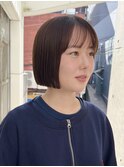 20代30代ミニボブ切りっぱなしボブぱっつん前髪シースルー顔周り