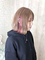 ラッズプラスエイチ(Lads+h)&nbsp;ミルクティーベージュ　インナーカラー　ピンク