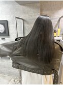 髪質改善 グレーベージュ アッシュカラー レイヤーロング 黒髪