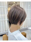 大人可愛い20代30代40代前下がり丸みショート/シュートボブ◎
