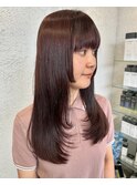 顔周りシャギーレイヤー×ボルドーカラー