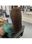 艶髪ストレート×セミロング×モカブラウン×髪質改善【広島】