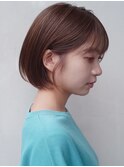 黒髪ボブルフネビージュ小顔ヘアワンレン