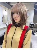 ミルクティーグレージュマッシュボブフェイスフレーミング40代