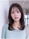 大人かわいい前髪セシルカットココアブラウンフリンジウェーブ