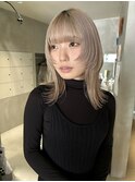 小顔レイヤーカット大人可愛い夏カラーミルクティーベージュ