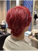 爽やかナチュラルパーマセンターパート清潔感デザインカラー