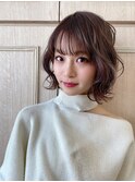 アンブレラカラー/こなれミディ/ウェーブパーマ/前髪/錦糸町