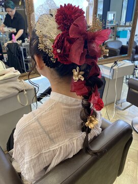 コワファースト 大分(COIFF1RST) 成人式/編みおろしスタイル/りぼん/ポニーテール