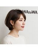 美髪ミニボブ小顔暗髪切りっぱなしショt-トボブ外はねボブ黒髪
