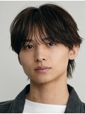 渋谷シャドウパーマメンズマッシュウルフセンターパートカット