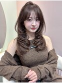 ワンホンレイヤー ハッシュカット ローズブラウン