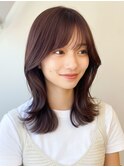 春カラー×韓国風くびれ美髪質改善カラーロングヘア20代30代