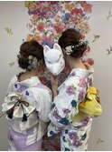 浴衣&ゆるふわアップヘアセット♪