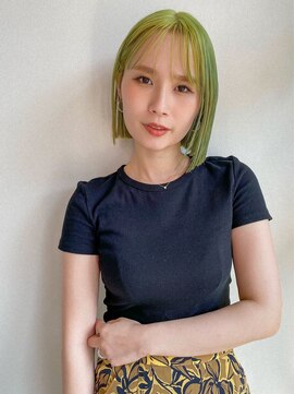 ヘアサロン セロ(Hair Salon SERO) 【セロ姫路】切りっぱなしボブ/ハイトーン/ライムグリーン