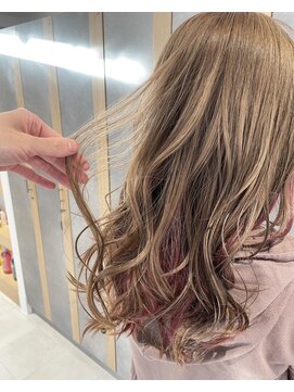 アース 錦糸町店(HAIR&MAKE EARTH) コントラストインナー×ピンク×アッシュベージュ