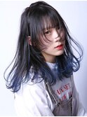 ブルーブラック/裾カラー/暗髪/ニュアンスカラー/姫カット
