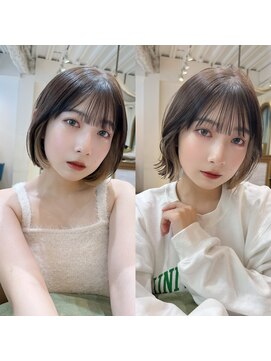 ロンドアベニール 北千住(Lond avenir) 【韓国ヘア】顎下ボブ　前髪パーマ　グレーベージュ　西田大樹