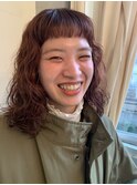 明るめオレンジベージュ×カーリーヘア