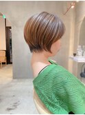 【澤口】丸型切りっぱなしボブ美髪ピンクブラウンエアリー