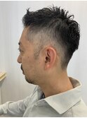 50代 軟毛 クセ毛 フェード イケオジメンズカット ショート