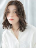 前髪パーマオリーブブラウン伸ばしかけロブp小山20代30代40代