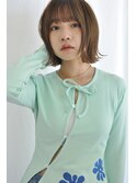 切りっぱなしボブ/シースルーバング/透明感ベージュ/外はね