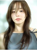 ロングレイヤー/ハッシュカット/ロングウルフ/ブラウンベージュ