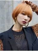 くせ毛多毛ショートボブマッシュくびれオレンジボリューム