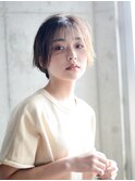 大人かわいい/イメチェン/ラベンダーカラー/ミニボブ/前髪/黒髪